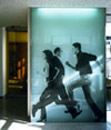 RUNNING ALWAYS RUNNING  Foto-Glas-Licht-Installation  Stadtsparkasse Gevelsberg, 2002